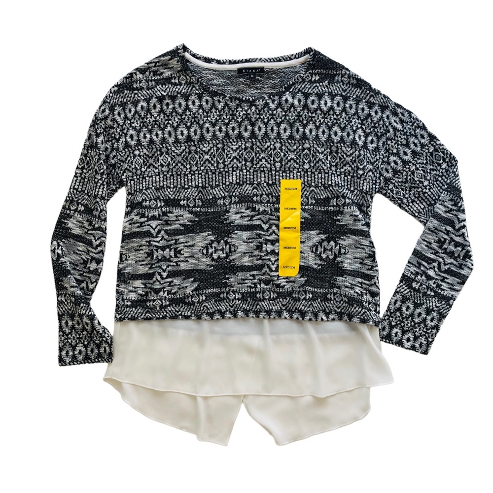 NWT Kiara Mock Layer Tribal Print Sweater MEDIUM